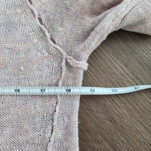 White + Warren Linen Lightweight V Neck Multicolor Pink Sweater XS Cozycore - Picture 6 of 7